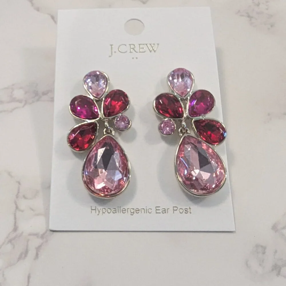 J.Crew Factory Crystal Petal Statement Earrings - Picture 6 of 6